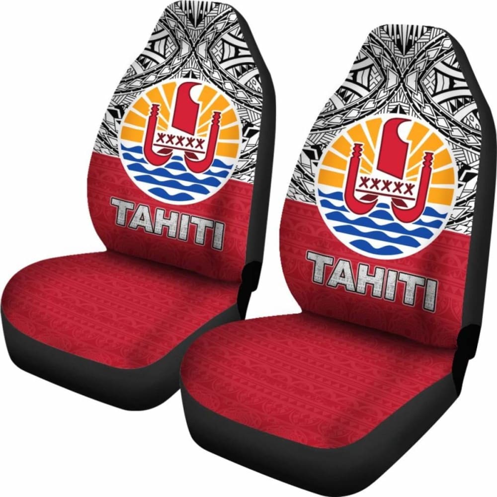 Tahiti Car Seat Covers - Tahiti Flag Polynesian Design -