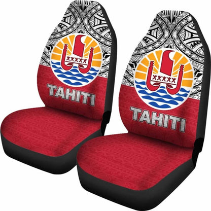 Tahiti Car Seat Covers - Tahiti Flag Polynesian Design -