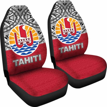 Tahiti Car Seat Covers - Tahiti Flag Polynesian Design -