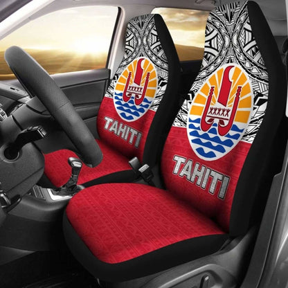 Tahiti Car Seat Covers - Tahiti Flag Polynesian Design -