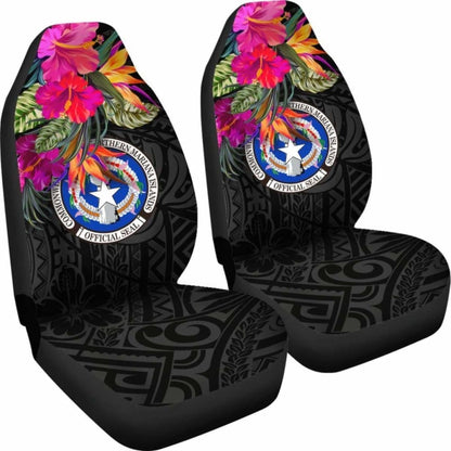 Northern Mariana Islands Car Seat Covers - Saipan Hibiscus Polynesian Pattern -