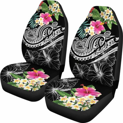 Polynesian American Samoa Car Seat Covers - Summer Plumeria (Black) -
