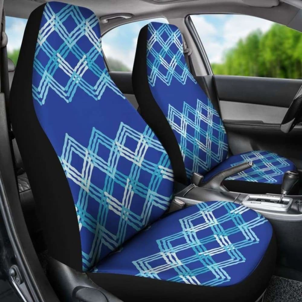 Blue Teal White Car Seat Covers