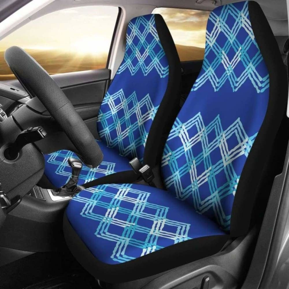 Blue Teal White Car Seat Covers