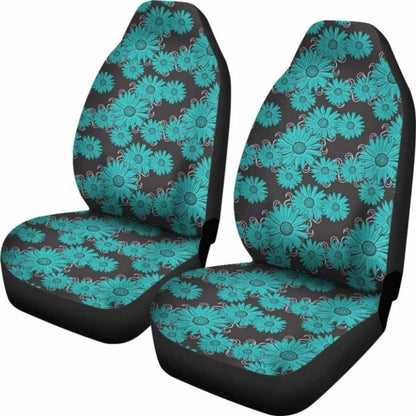 Rustic Teal Daisy Chalky Style Art Car Seat Covers