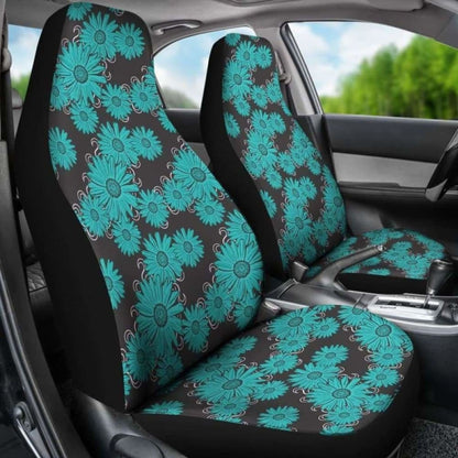 Rustic Teal Daisy Chalky Style Art Car Seat Covers