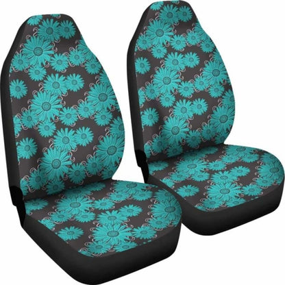 Rustic Teal Daisy Chalky Style Art Car Seat Covers