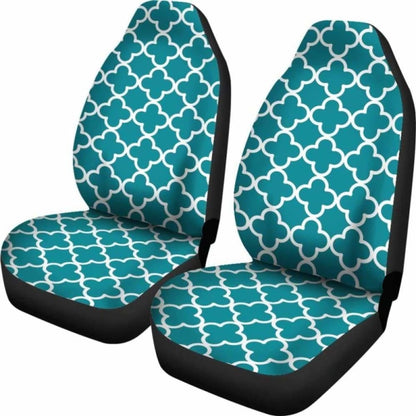 Teal And White Quatrefoil Car Seat Covers