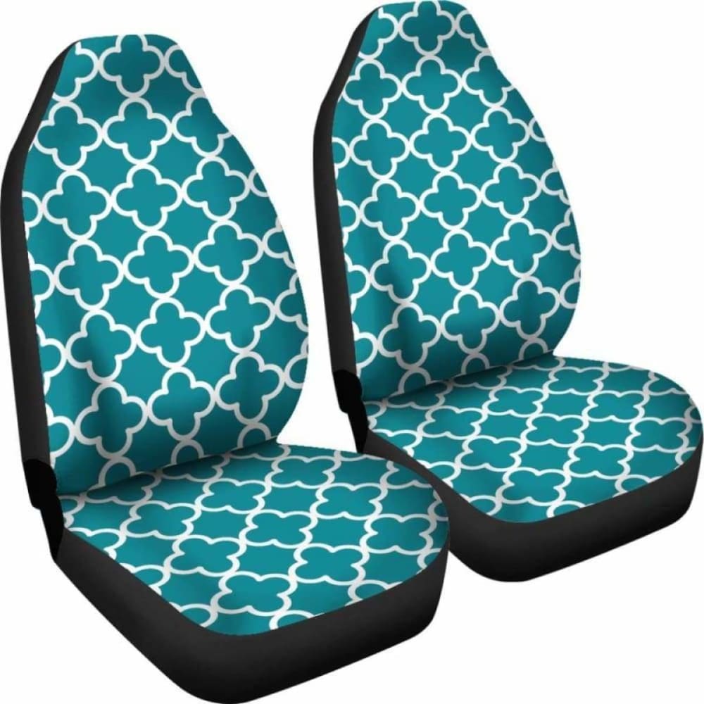 Teal And White Quatrefoil Car Seat Covers