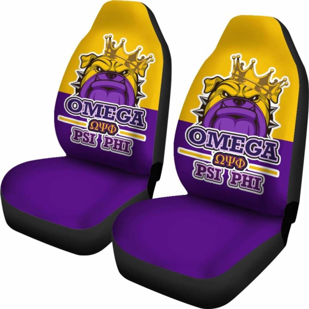African Omega Psi Phi Car Seat Covers - Bulldog Style -