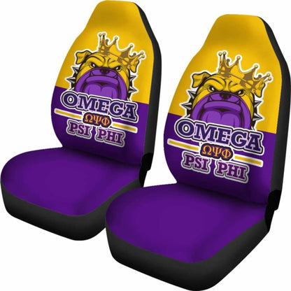 African Omega Psi Phi Car Seat Covers - Bulldog Style -
