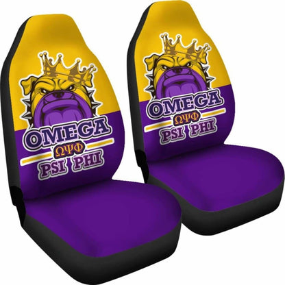 African Omega Psi Phi Car Seat Covers - Bulldog Style -