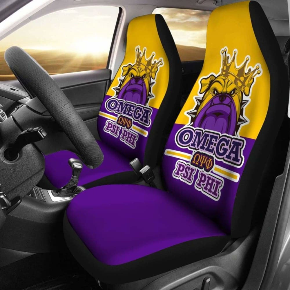African Omega Psi Phi Car Seat Covers - Bulldog Style -