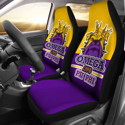 African Omega Psi Phi Car Seat Covers - Bulldog Style -