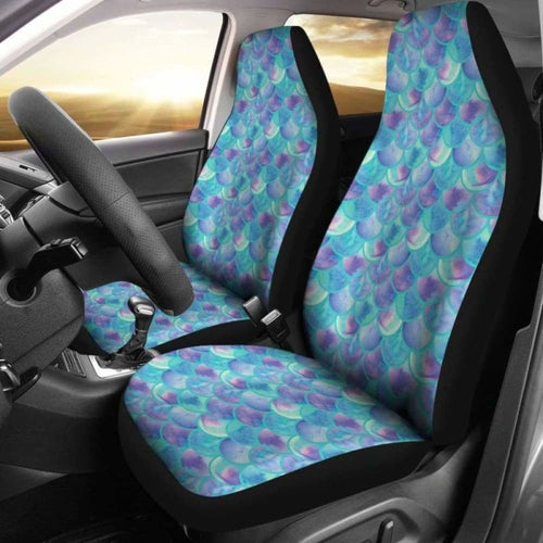 Teal And Purple Mermaid Scales Car Seat Covers Protectors