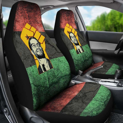 African Car Seat Covers - Malcolm X & Pan African-Flag -