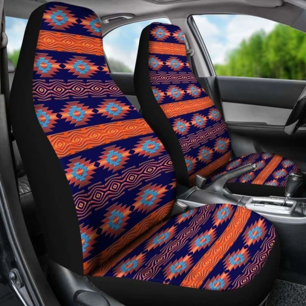 Southwest Navajo Native American Blue Orange Micro Fiber Auto Car Seat Covers