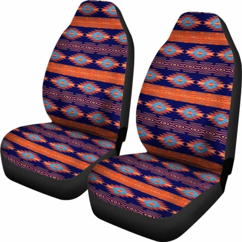 Southwest Navajo Native American Blue Orange Micro Fiber Auto Car Seat Covers