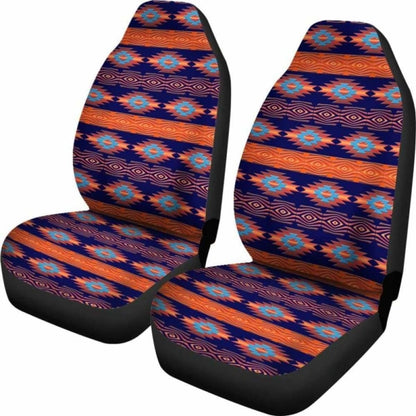 Southwest Navajo Native American Blue Orange Micro Fiber Auto Car Seat Covers