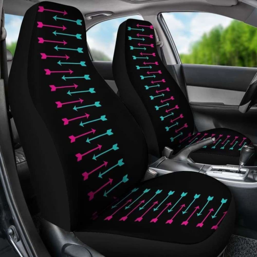 Black With Pink And Teal Arrows Car Seat Covers