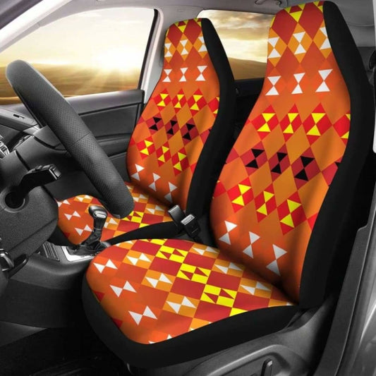 Southwest Navajo Native American Orange Micro Fiber Auto Car Seat Covers