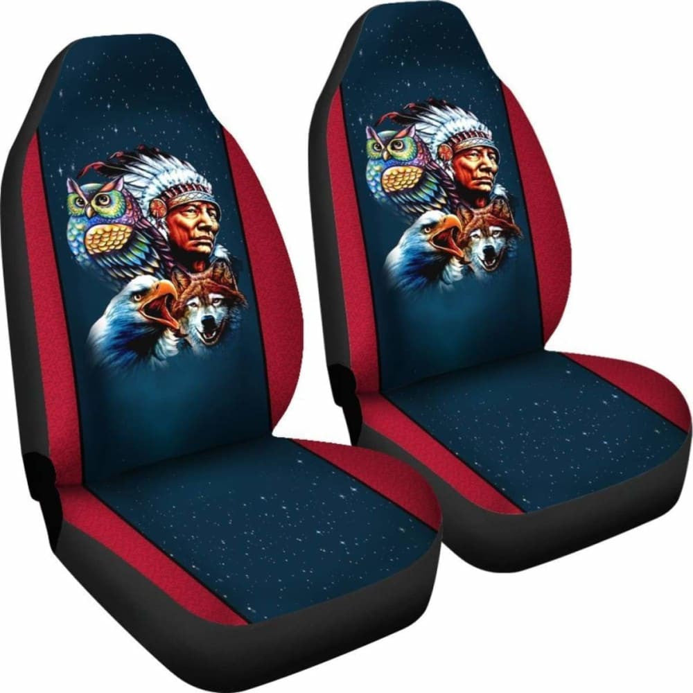 Chief & Spirit Animal Galaxy Background Native American Car Seat Cover