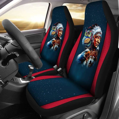 Chief & Spirit Animal Galaxy Background Native American Car Seat Cover