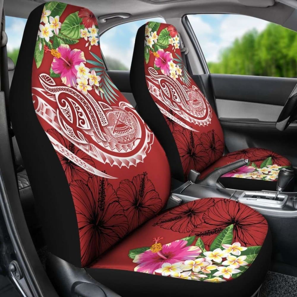 Polynesian American Samoa Car Seat Covers - Summer Plumeria (Red) -