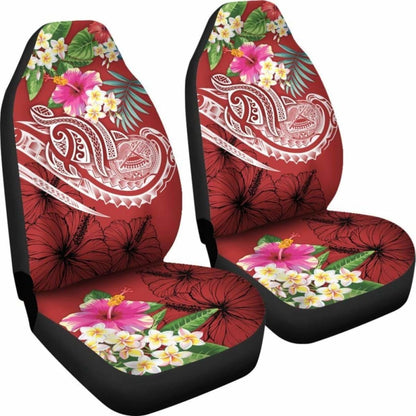 Polynesian American Samoa Car Seat Covers - Summer Plumeria (Red) -