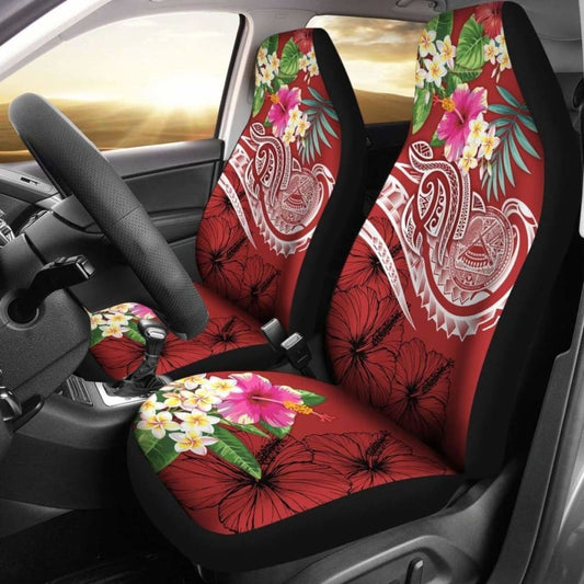 Polynesian American Samoa Car Seat Covers - Summer Plumeria (Red) -