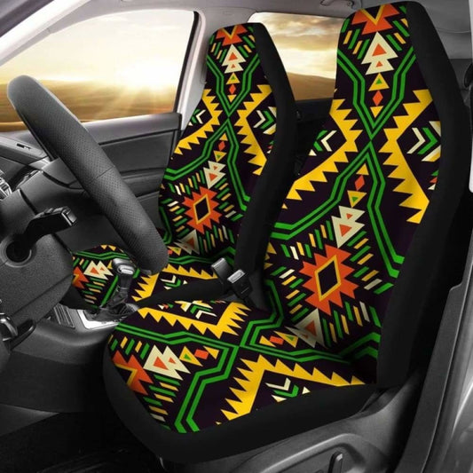 Southwest Navajo Native American Green Yellow Micro Fiber Auto Car Seat Covers