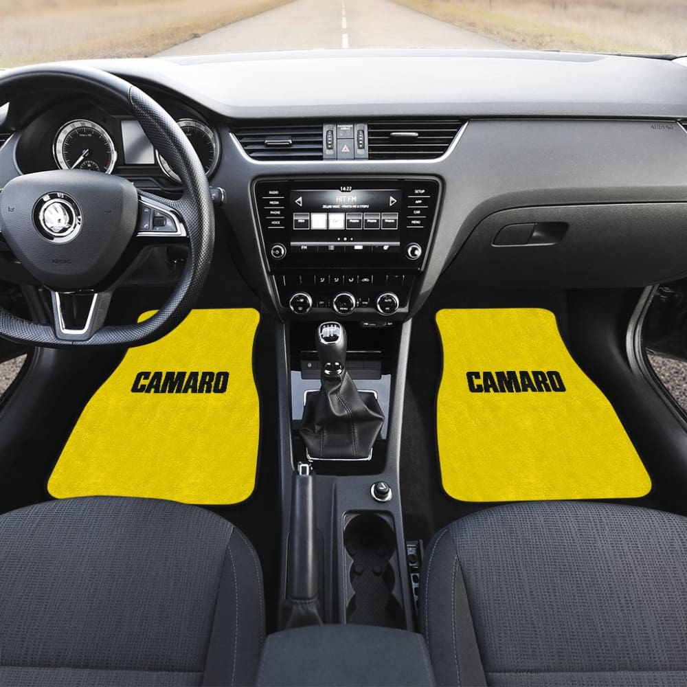 Yellow Camaro Black Letter Car Floor Mats