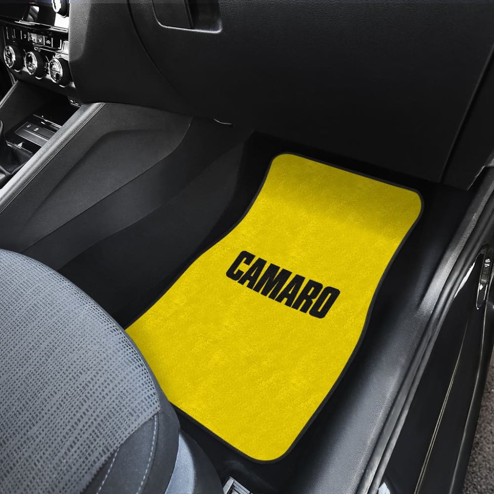 Yellow Camaro Black Letter Car Floor Mats
