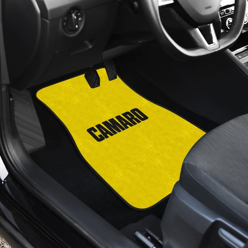 Yellow Camaro Black Letter Car Floor Mats