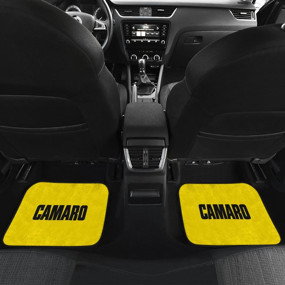 Yellow Camaro Black Letter Car Floor Mats