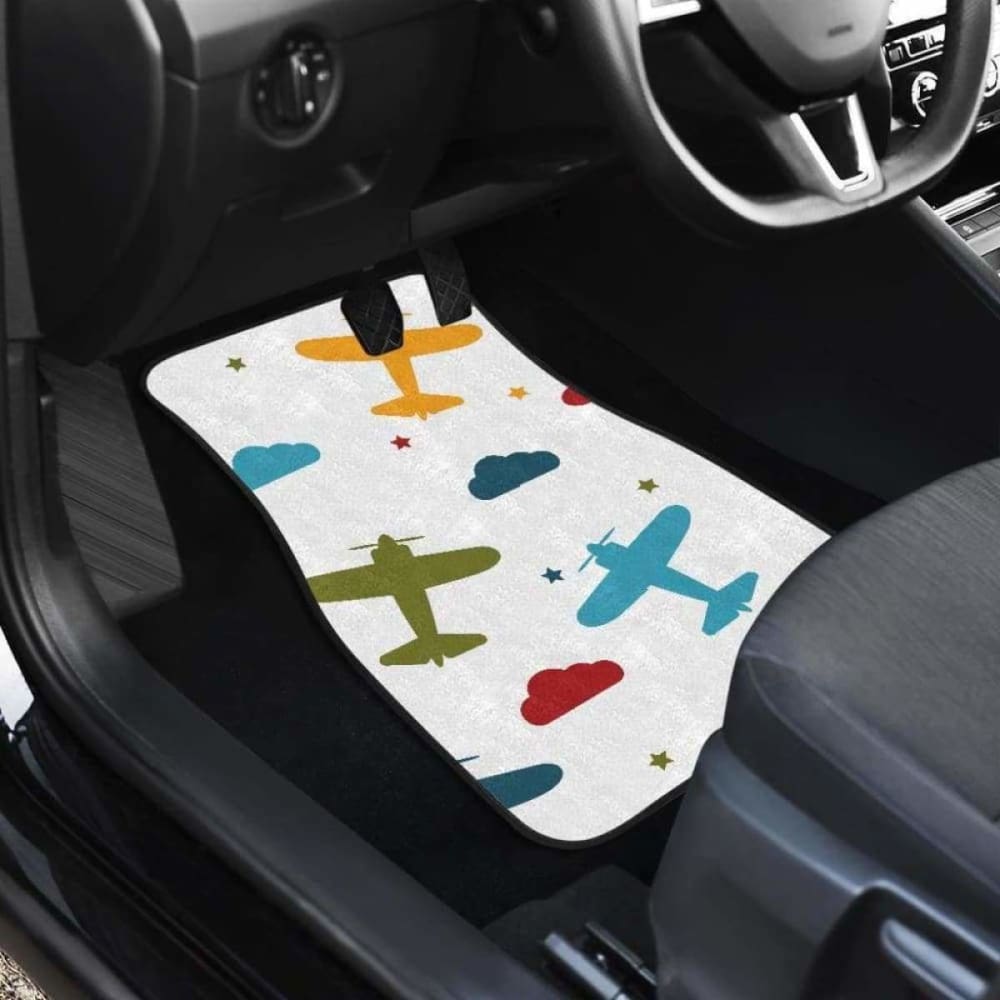 Airplane Star Cloud Colorful Front And Back Car Mats