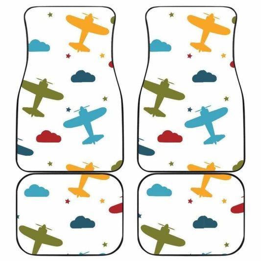 Airplane Star Cloud Colorful Front And Back Car Mats