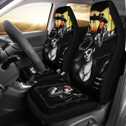 Amazing Couple Love Calavera Sugar Skull Style Car Seat Covers