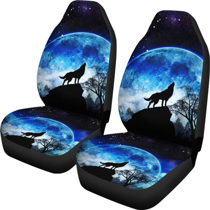Amazing Gift Ideas Blue Full Moon Wolf Howling Car Seat Covers