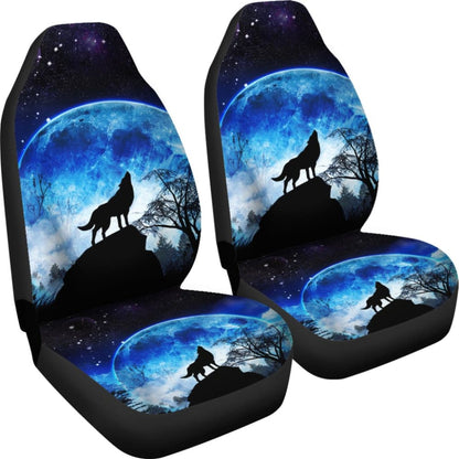 Amazing Gift Ideas Blue Full Moon Wolf Howling Car Seat Covers