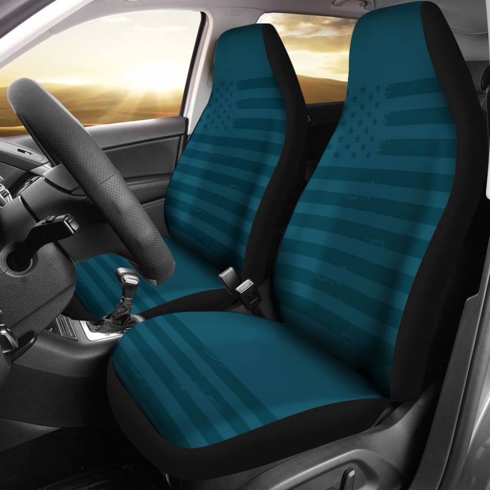 Dark Blue American Flag Car Seat Covers