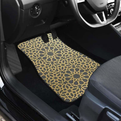 Arabic Star Gold Pattern Front And Back Car Mats