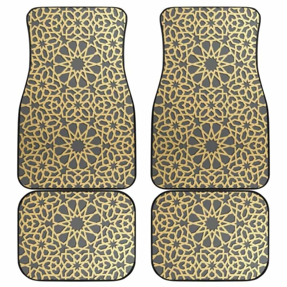 Arabic Star Gold Pattern Front And Back Car Mats