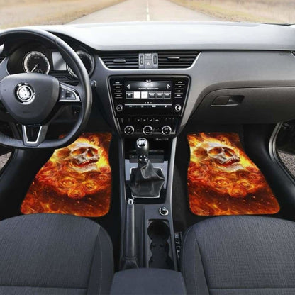 Set Pcs Flaming Skull Car Mats