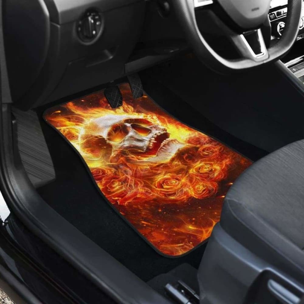 Set Pcs Flaming Skull Car Mats