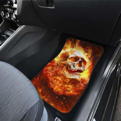 Set Pcs Flaming Skull Car Mats