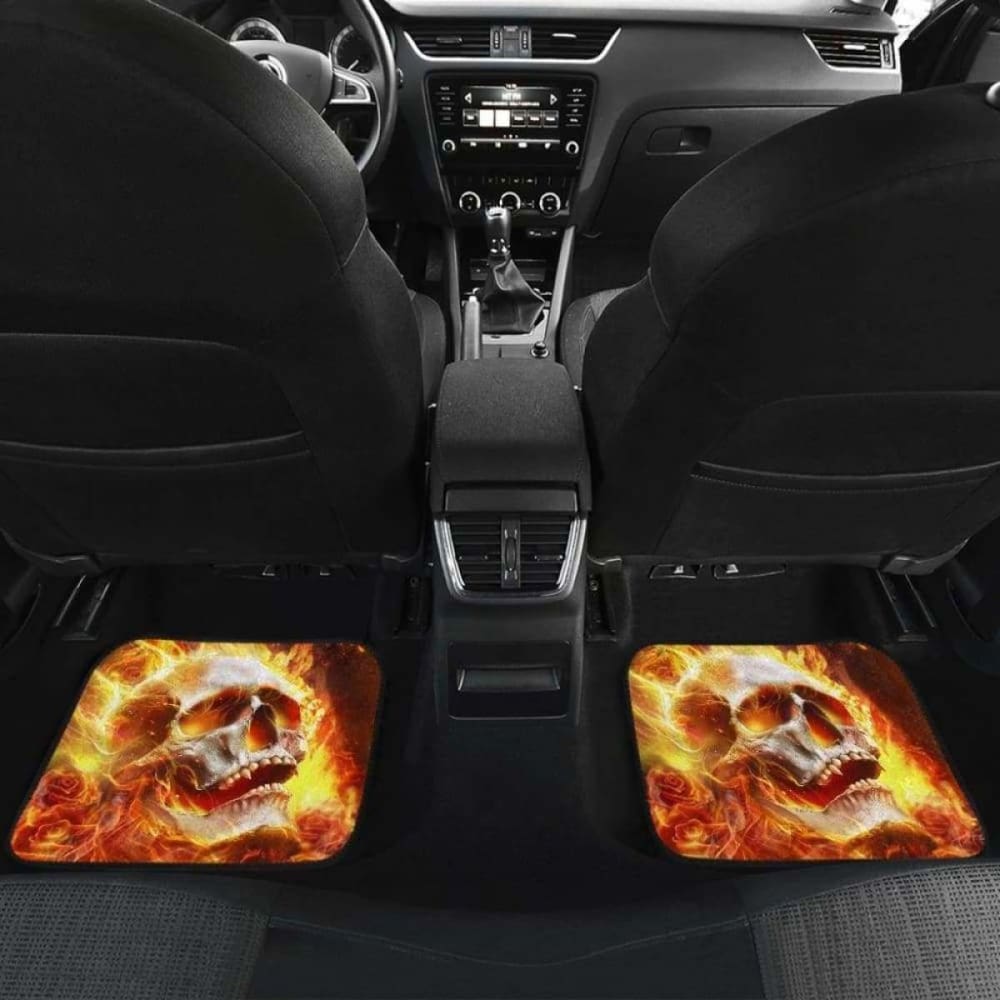 Set Pcs Flaming Skull Car Mats