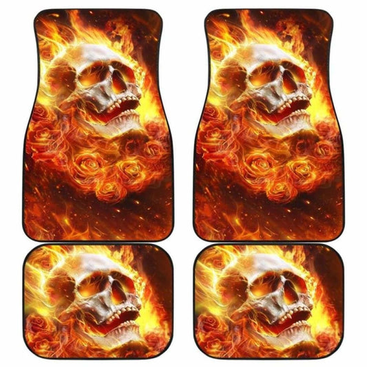 Set Pcs Flaming Skull Car Mats