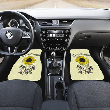 Amazing Gift Ideas Sunflower Native American Pattern Light Yellow Background Car Floor Mats