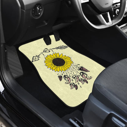 Amazing Gift Ideas Sunflower Native American Pattern Light Yellow Background Car Floor Mats